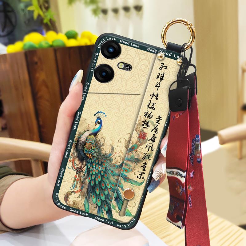 Противоударный чехол-подставка для телефона Tecno Pova Neo3/LH6N, модный, противоударный, с ремешком, задняя крышка, мягкий чехол, китайский стиль