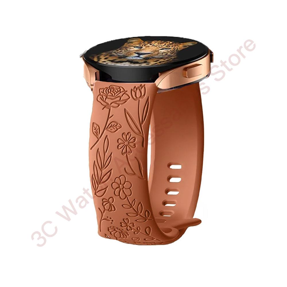 18 мм 20 мм 22 мм Ремешок с гравировкой розы для Samsung Galaxy Watch 654 40 мм 44 мм Gear S3 Силиконовый Милый Ремешок Классический 43 мм 45 мм Active 2