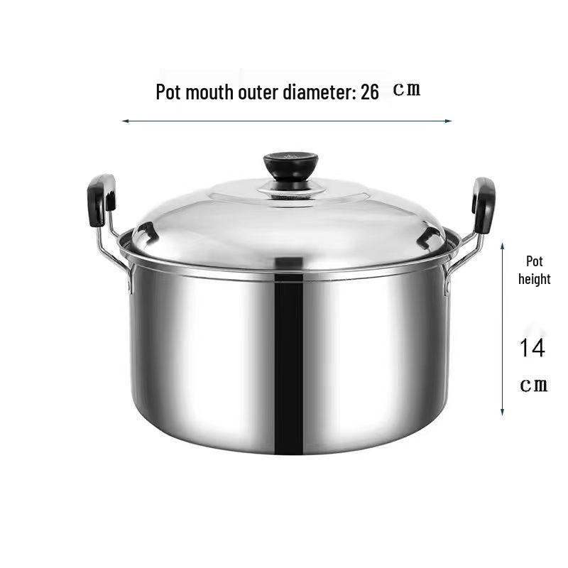 Кастрюля из нержавеющей стали большой вместимости для супа и лапши с крышкой для индукционных и газовых плит