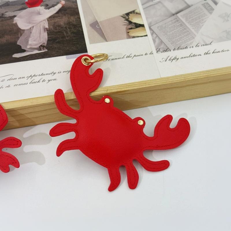 Stylish Pu Leather Summer Beach Style Keychain Sea Animal Bag Charm Lobster Crab Bag Accessory