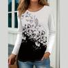 Women Autumn Fashion Long Sleeve Flower Printed O Neck 3d T Shirt Blouse Top T-Shirts Women’s