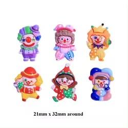 Craft Cute Cartoon Clown Design Flat Back Resin Cabochons Artificial Style Souvenir Model