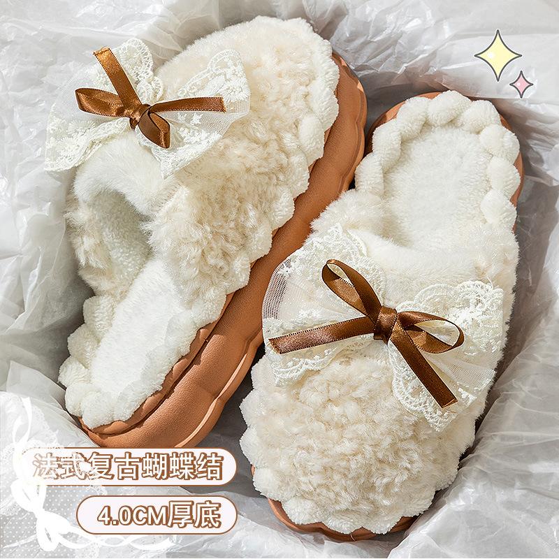 Хлопковые тапочки женские зимние новые домашние комнатные толстая подошва нескользящие теплые плюшевые тапочки женские