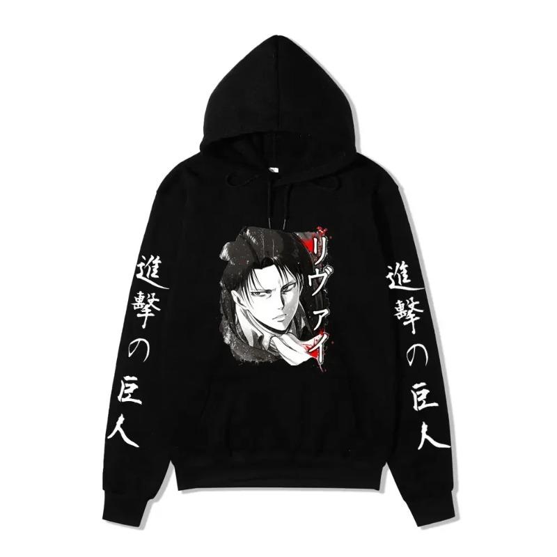 Аниме Атака Титанов АОТ Мерч Аккерман Леви Разведкорпус Принтованные Толстовки Осень Зима Свитшоты Пуловеры