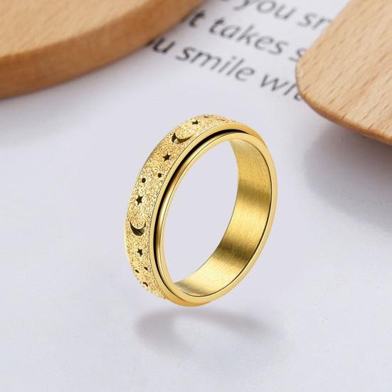 Women Men Ring Ring Star Anti Fidget Spinner Moon Stress Stainless Steel Couples Rotating Ring