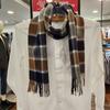 Men's Winter 100% Wool Long Muffler Beige Navy White Mixed Big Check Scarf VM1M 4BR118I0