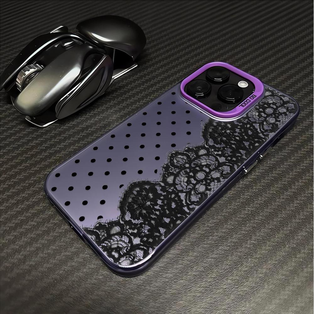 Матовый чехол для телефона с кружевным узором для iPhone 17 16 15 14 Pro 13 12 11 Pro Max 16 15 Plus 17 Air 16E Чехол Жесткая противоударная крышка Чехлы