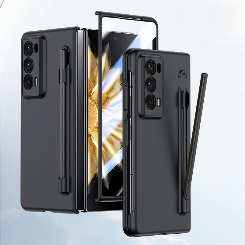Роскошный защитный чехол для Honor Magic V2, матовый, с прозрачным экраном и однотонной задней крышкой из ударопрочного жесткого пластика