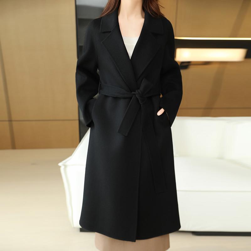 Женское пальто из 100% шерсти TIDENOVEL Осеннее шерстяное длинное пальто Ручной работы Пальто-бушлат Зимняя теплая шерстяная длинная куртка Пальто