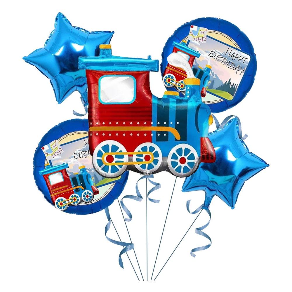 Воздушный шар из алюминиевой фольги с номером 0-9 в стиле поезда на день рождения, креативный мультфильм, украшение из воздушных шаров в синей серии