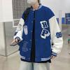 Teen Casual Jacket Men's Spring and Autumn Splicing Baseball Uniform Stand-Up Neck Cardigan Letter Printed Jacket Shu