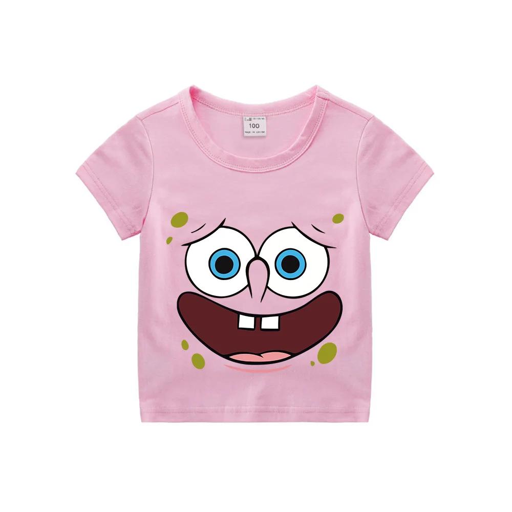 Милая хлопковая футболка с Губкой Бобом и Патриком Старом для детей - Идеально для лета