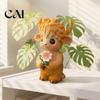 Unique Holiday Presents for Her Highland Cow Holding Flower Statue, Cute Resin Animal Figurine, Small Crafts Desk Farmhouse Sculpture Shelf