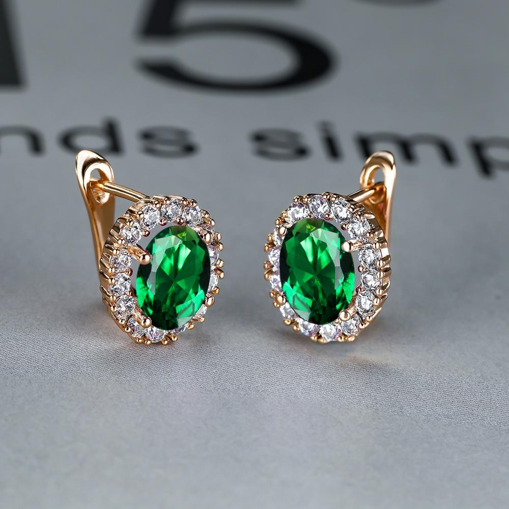 Luxury Purple Stone Gold Color Love Drop Earrings Bride Band Engagement Ear Clip Jewelry