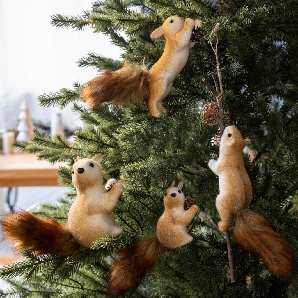 Christmas Squirrel Decoration Christmas Tree Pendant Party Decoration Cute Hairy Decorations