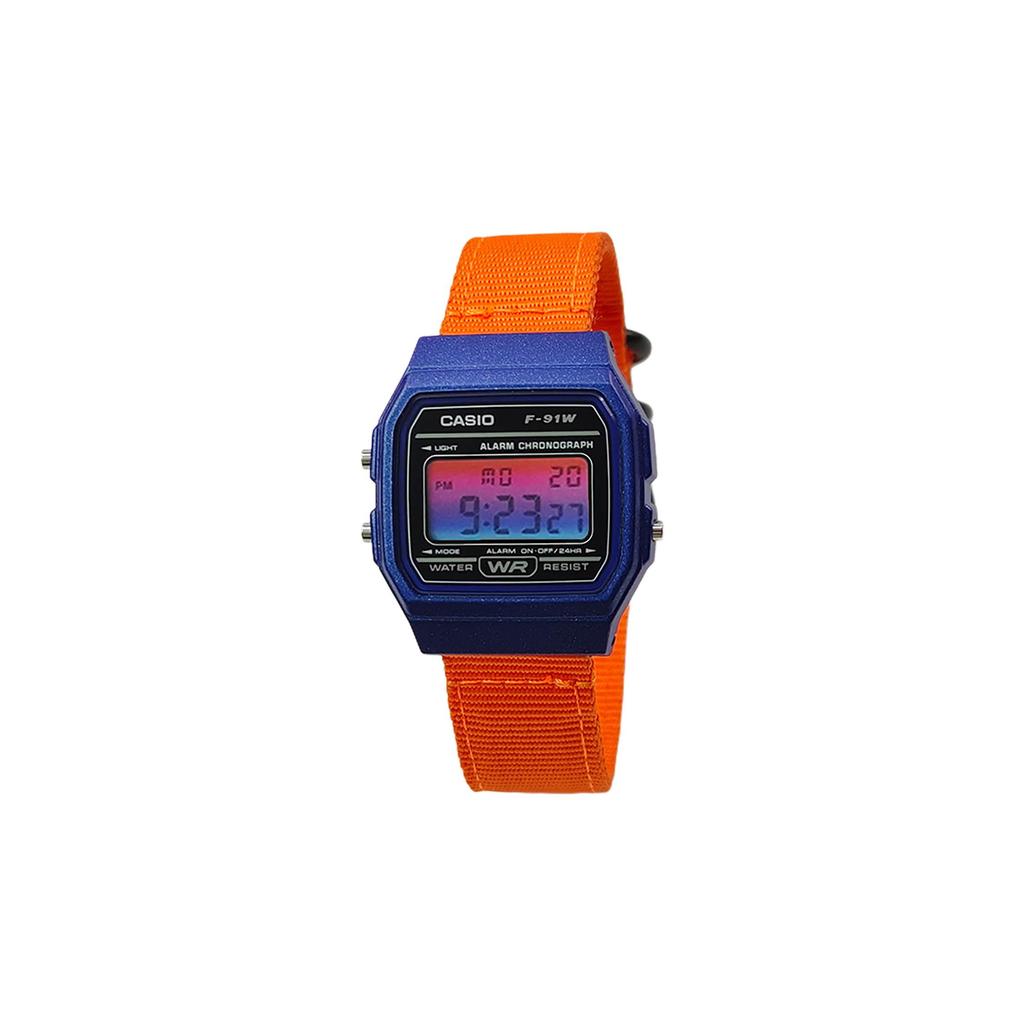 Casio Часы Custom Collection, кварцевый механизм, нейлоновый ремешок, мужские, черный циферблат, F-91WM-2A(Watch5--)
