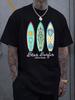 Surfboard Graphic Printed Short-sleeved Cotton T-shirt, Summer Unisex, Casual, Loose-fitting, Trendy Clothing for Men and Women