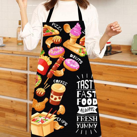 Cooking Apron Sleeveless Comfortable Wearing Clear And Real Image Reusable Anti-stain Waterproof Polyester Pizza Pattern Kitchen Apron Home Supplies
