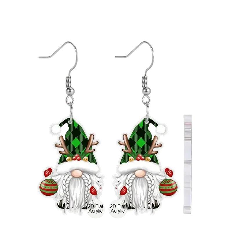 Cross-Border Acrylic Earrings Christmas Tree Elk Dwarf Santa Pendant Earrings Christmas Earrings Ornament