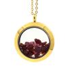 Stones and Minerals. Raw Ruby Necklace. 20 Mm Medallion Model. Gold Color.