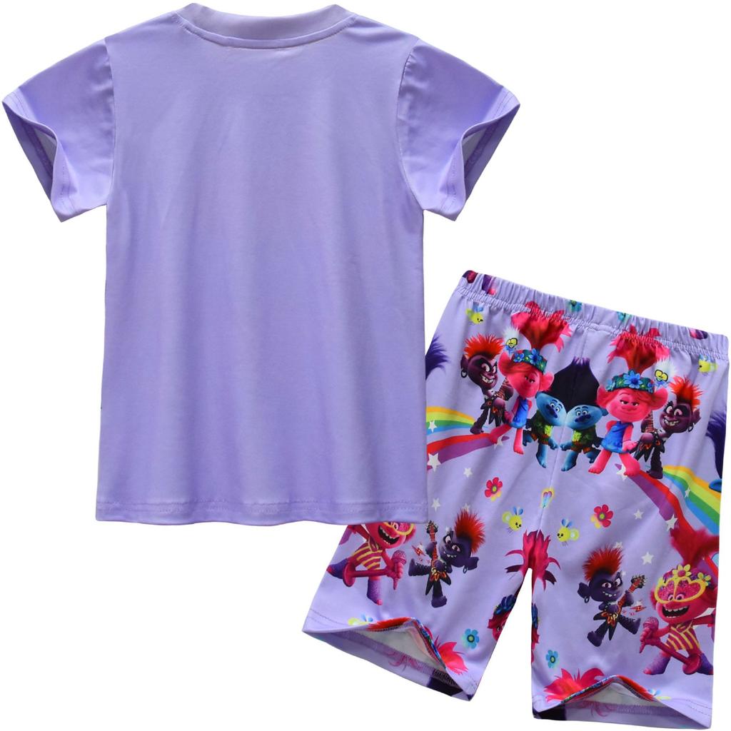 Short-Sleeved Cartoon Digital Printing, Middle-Aged And Older Children'S Daily Loungewear, Short-Sleeved + Shorts Set 92276.