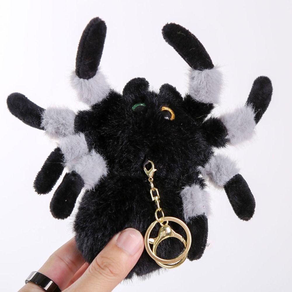 Simulation Colored Eye Spider Plush Pendant PP Cotton Spider Plush Keychain  Halloween Decor