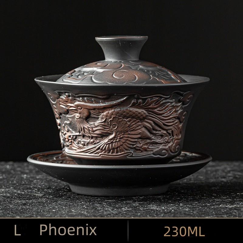 Высококачественный китайский чайный сервиз из фиолетовой керамики, гайвань, чайные чашки, крышка, миска, традиционная ручная заварка чая, чайная чашка, чайная чаша