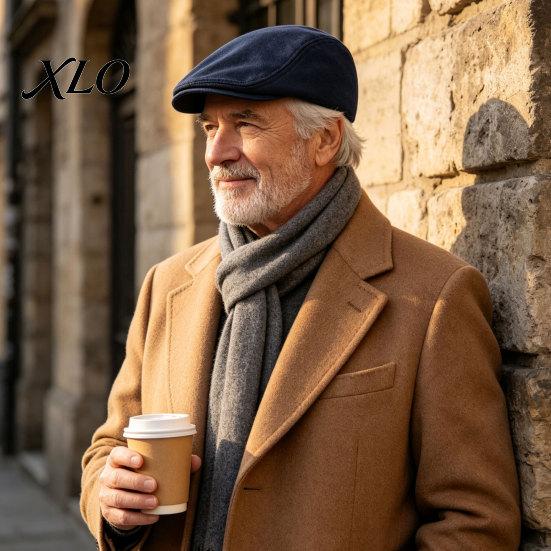 Casual Streetwear Cap Men Woolen Newsboy Flat Cap, Soft Fitted Driving Cabbie Hat, Retro Gentleman Headwear Style Peaked for Spring And Autumn