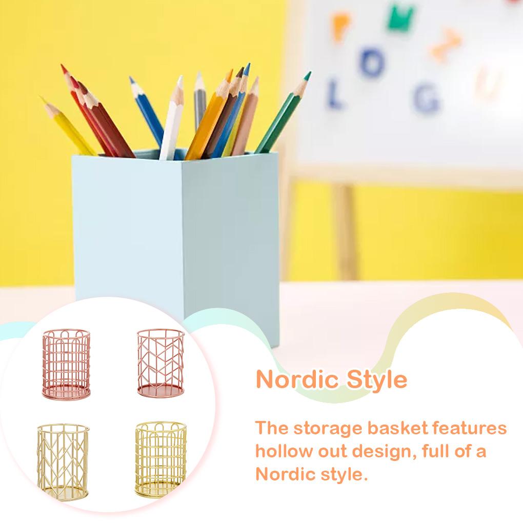 Металлический держатель для ручек, офисный органайзер, настольный полый контейнер, канцелярские принадлежности, многофункциональная модная корзина, бытовая химия