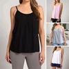 Camisole Top for Women Loose Cami Top with Built-in Padded Bra Summer Flowy Pleated Spaghetti Strap Tank Top for Daily Wear Exercise