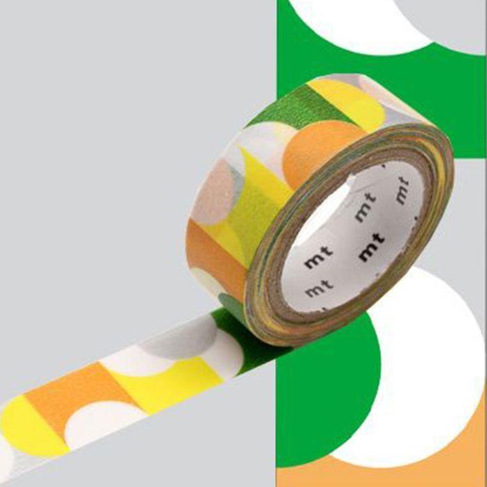 Masking Tape Semicircles - Silver, Green, Yellow - 1.5 Cm X 7 M