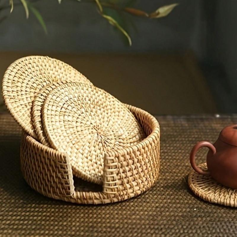 1 Piece of Rattan Cup Mat, Bowl Mat, Tea Cup Mat,heat Insulation Mat, Tableware Mat, Waterproof Mat Christmas Decorations