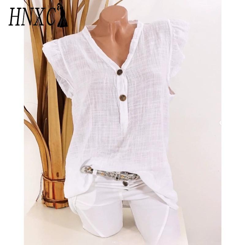 HNXC Women's Fashion Casual Solid Color Print Sleeveless V Neck Blouses & Shirts