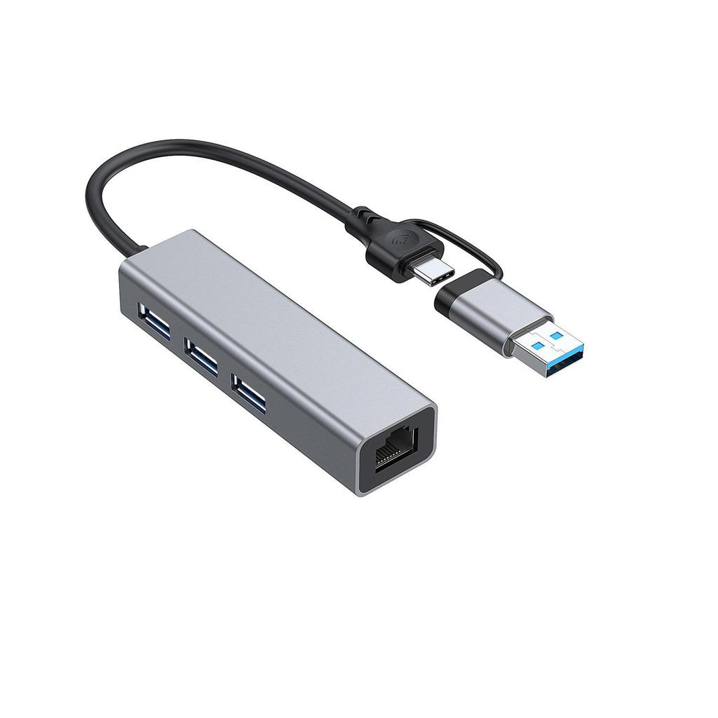 Сетевой адаптер USB-C - RJ45 2-в-1 Gigabit с 3-портовым концентратором USB 3.0