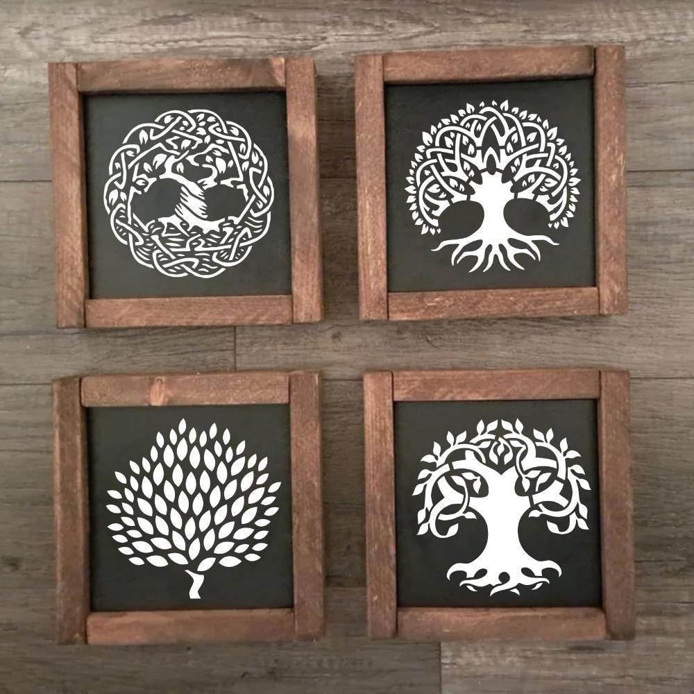 36 шт. многоразовых трафаретов для рисования деревьев, круглый трафарет «Дерево жизни» для деревянных стен, холста, пола, скрапбукинга, ткани, домашнего декора, художественных принадлежностей