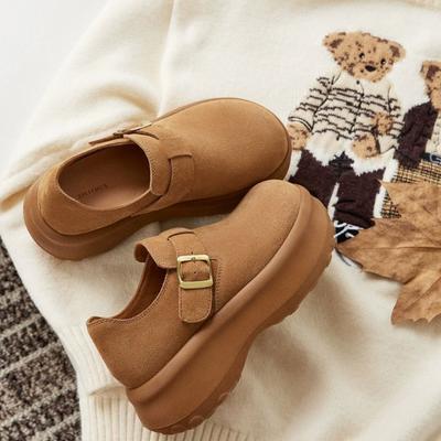 Версия из коровьей кожи на толстой подошве, новинка начала осени, ретро-дизайн, мягкая подошва, увеличивающая рост, повседневные универсальные одинарные туфли для женщин