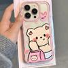 Милый розовый чехол для телефона с мишкой для Apple 13/14/15/16E/16Pro/15ProMax с точными отверстиями