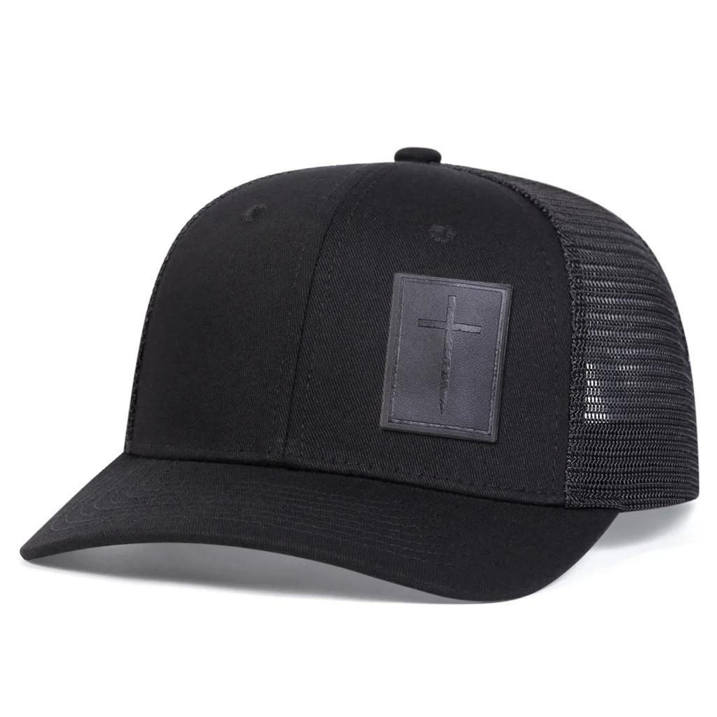 Net Baseball Label Leather Black Cross Neutral Gender Women Men For Caps Spring Summer Outdoor Sunscreen Hat Adjustable Casual Trucker Hats