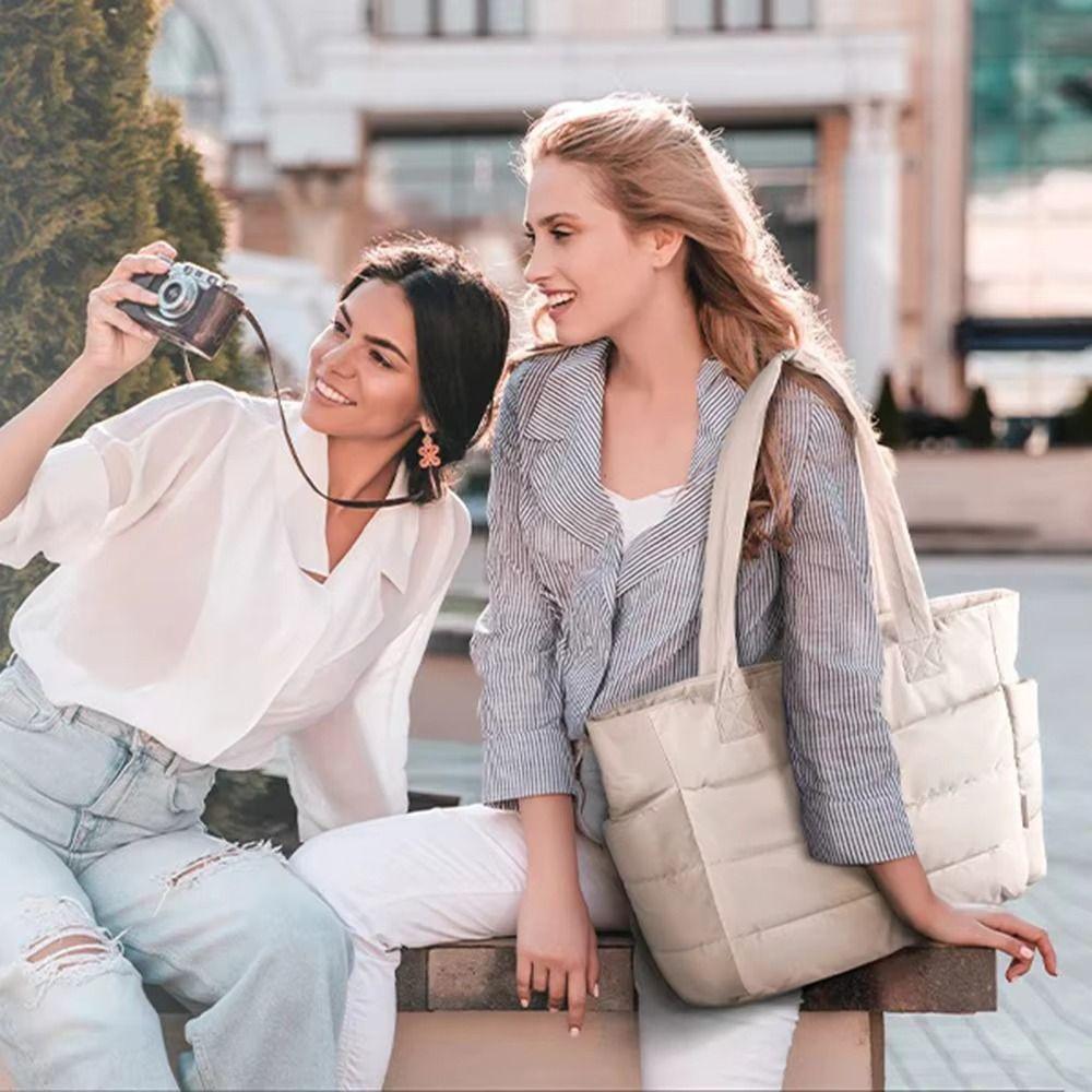 Сумка-тоут большой вместимости с хлопковой подкладкой, легкая стеганая сумка-тоут, дорожная сумка, ручная сумка, унисекс