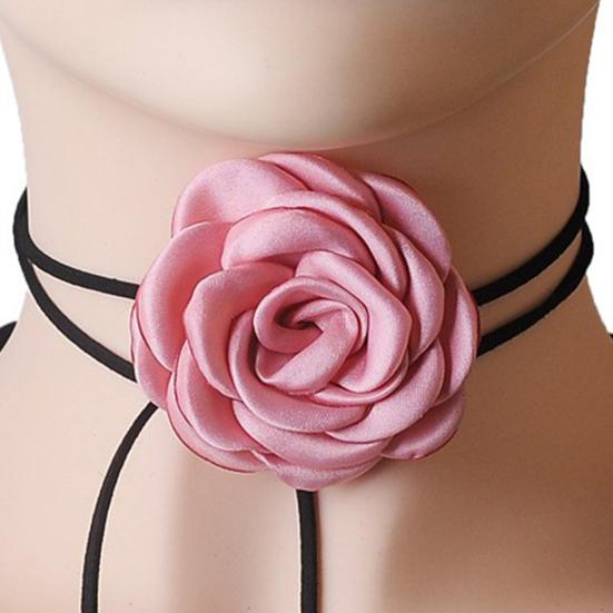 Женское колье-колье в стиле ретро с цветком, элегантный воротник на шнуровке для вечеринок, повседневная одежда, ручная работа, 3d декор роз, регулируемая, удобная посадка