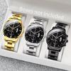 3PCS/Set Luxury Men Business Watches Fashion Calendar Quartz Watch Reloj Hombre