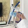 With Lids and Handle Square Glass Mug Transparent Coffee Cup Household Bow Straw Cup  Gift