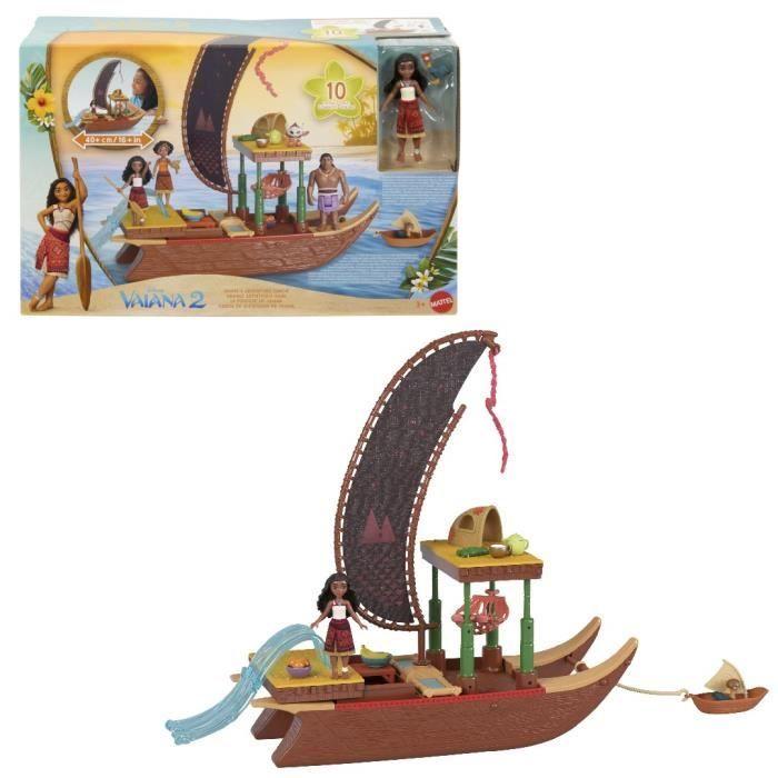 MATTEL Disney Vaiana 2 - La pirogue de Vaïana + 1 poupée Vaiana + HeiHei le poulet JBT78