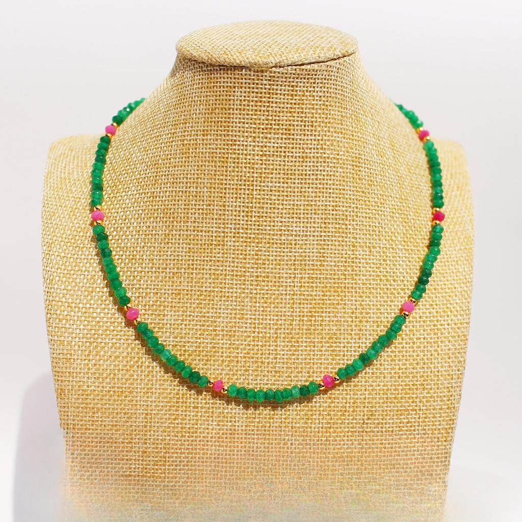 Легкий роскошный ювелирный дизайн, розовое и зеленое ожерелье из натурального камня с бусинами, изысканная цепочка на ключицу 742