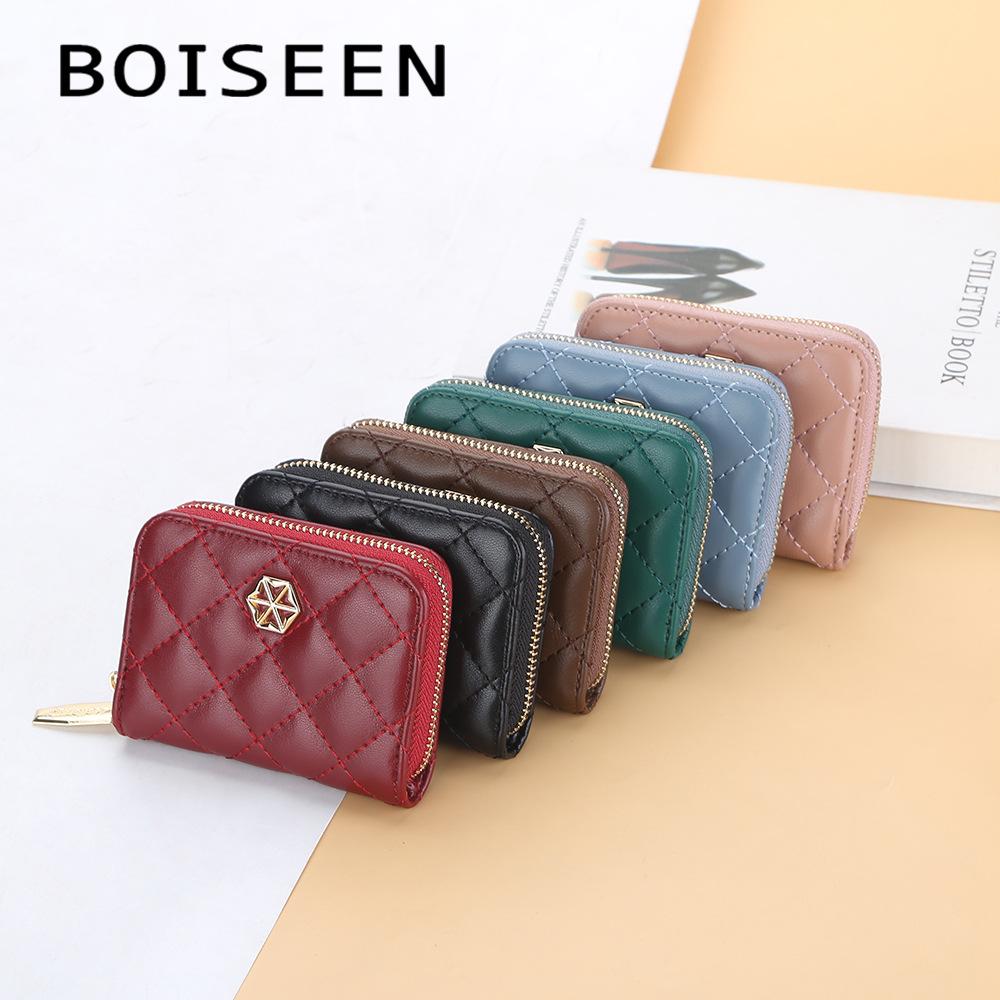 Women's Embroidered Plaid Zipper Coin Purse Cute Multi-card Slots Card Holder Small Wallet Pu Leather Short Purse