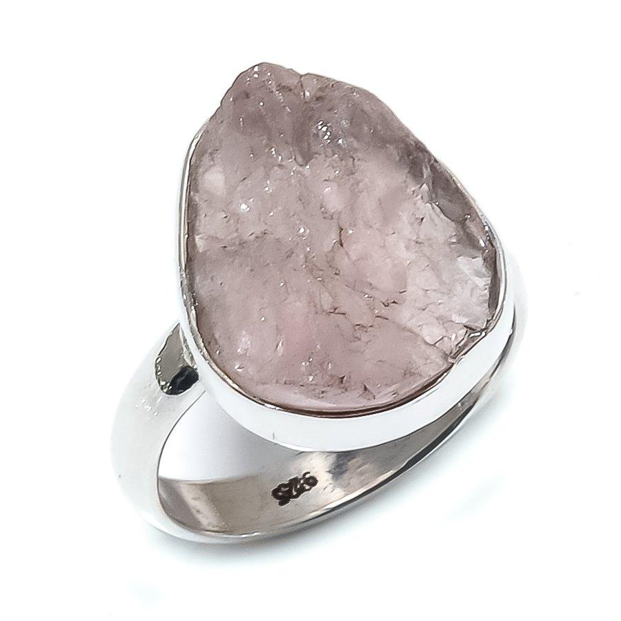 Натуральный морганит необработанный драгоценный камень 925 цельное стерлинговое серебро ювелирное кольцо S.8 i6u64