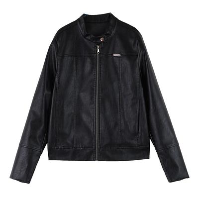 Куртка из искусственной кожи, женская осенняя одежда, повседневный ретро-воротник-стойка, кожаная куртка, короткий топ