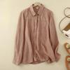 Spring Long Sleeved Cotton Linen Solid Color Lapel Embroidered Shirt Loose Baita Commuting Art Retro Top Blouses & Shirts