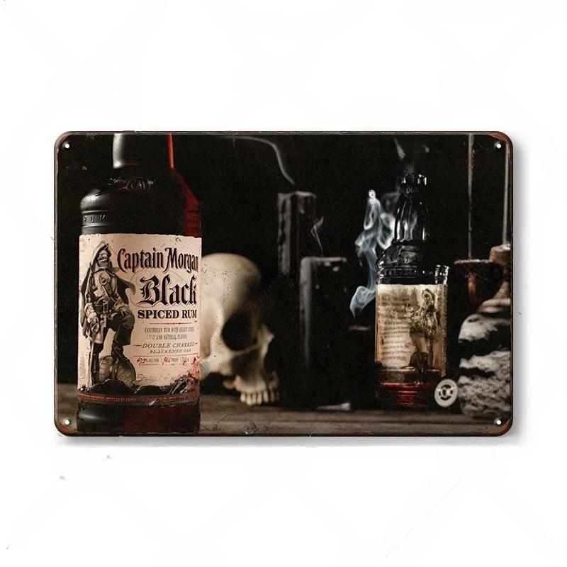 Винтажные жестяные знаки с ромом Captain Morgan, плакаты, настенный декор, ретро-металлический знак, Havana Club, Bacardi, Kraken, табличка, бар, кухня