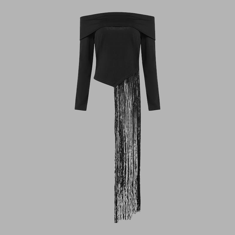 VONDA Женские винтажные обтягивающие однотонные футболки с открытыми плечами и длинным рукавом